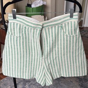 Sandro High Waist Green and White Striped Shorts